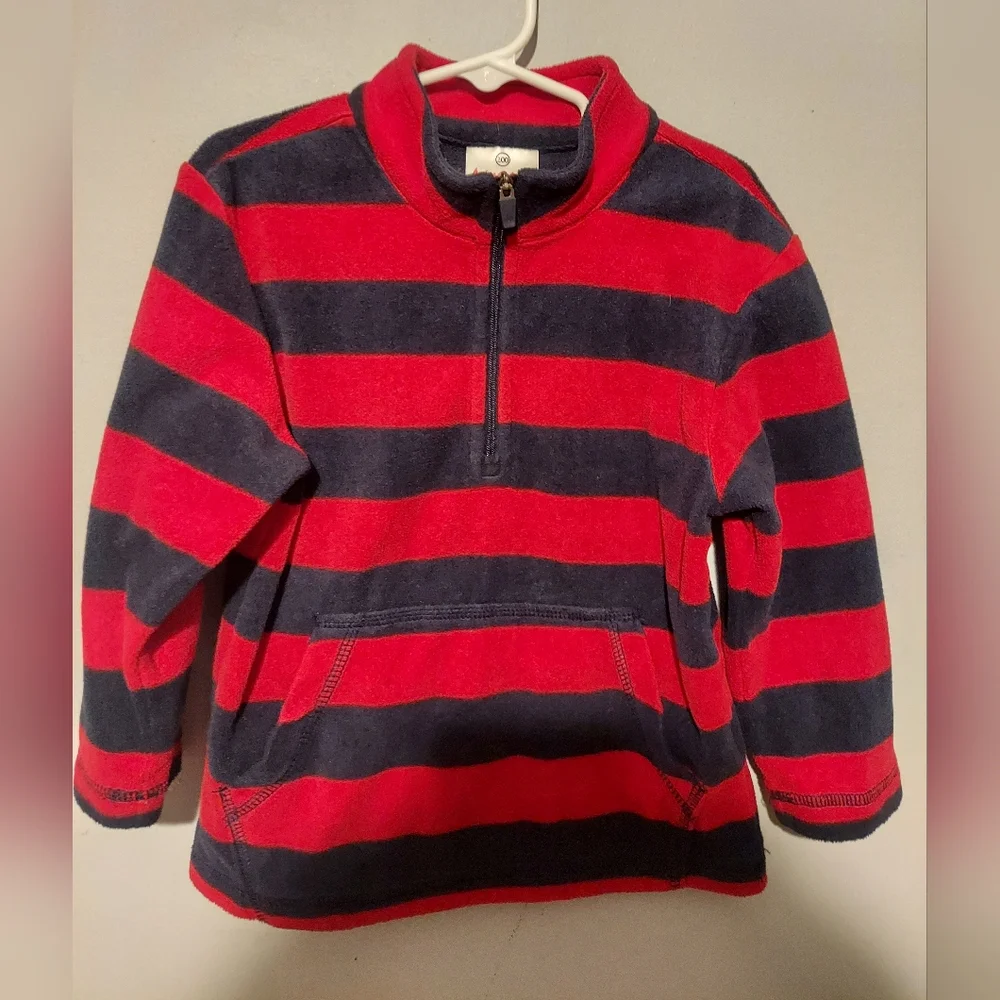 Hanna Andersson Fleece Quarter Zip 1/4 Pullover Size 100 4 Red Boy’s Striped